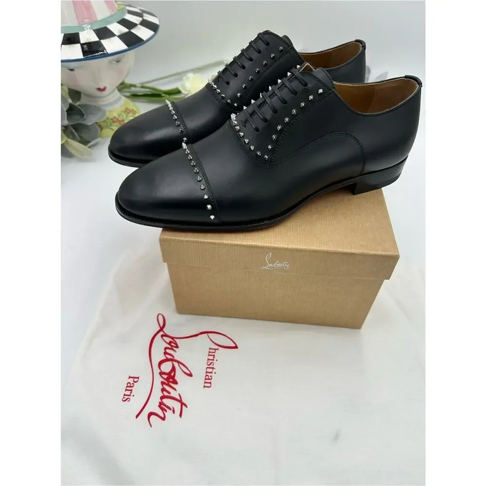 Men's Christian Louboutin CLOOCLOO spiked Leather, Oxford, size 41 made in Italy